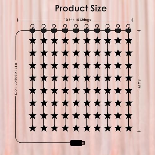 Image of Gesto 80 Star Curtain Lights - Multicolor LED Fairy Lights with 8 Modes Remote | 5V USB Powered Star String Lights for Home, Balcony, Bedroom, Christmas, Diwali Decoration & Hanging Lights(10 x 3 Ft)