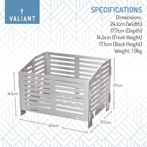 Valiant - Cesta para Quemador de pellets para Estufas de leña y chimeneas | Construcción de Acero Inoxidable Grueso | Diseño ventilado para una combustión Uniforme | Capacidad de 3 kg | Tiempo de - imagen 7