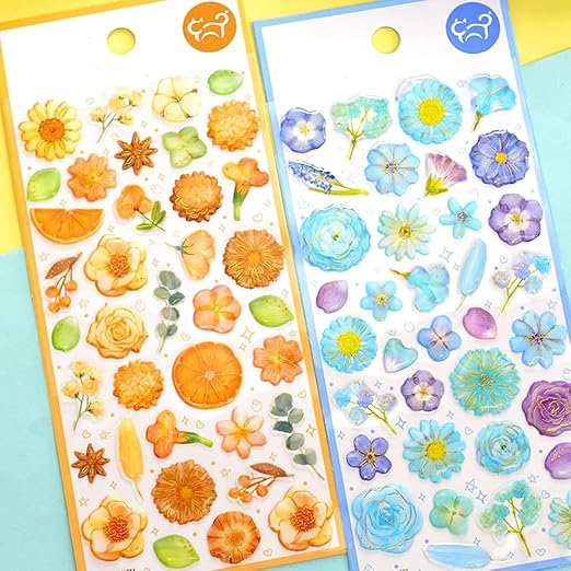 Image of Cots and Cuddles 3D Puffy Floral Stickers for Kids & Toddlers |200+ Flower Stickers, 3D Stickers Scrap Book Decoration for Boys & Girls |Floral Stickers, 4 Strap