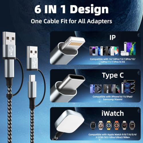 Image of Travel Essentials 3 in 2 Multi Charging Cable for iWatch Charger /iPhone17-8