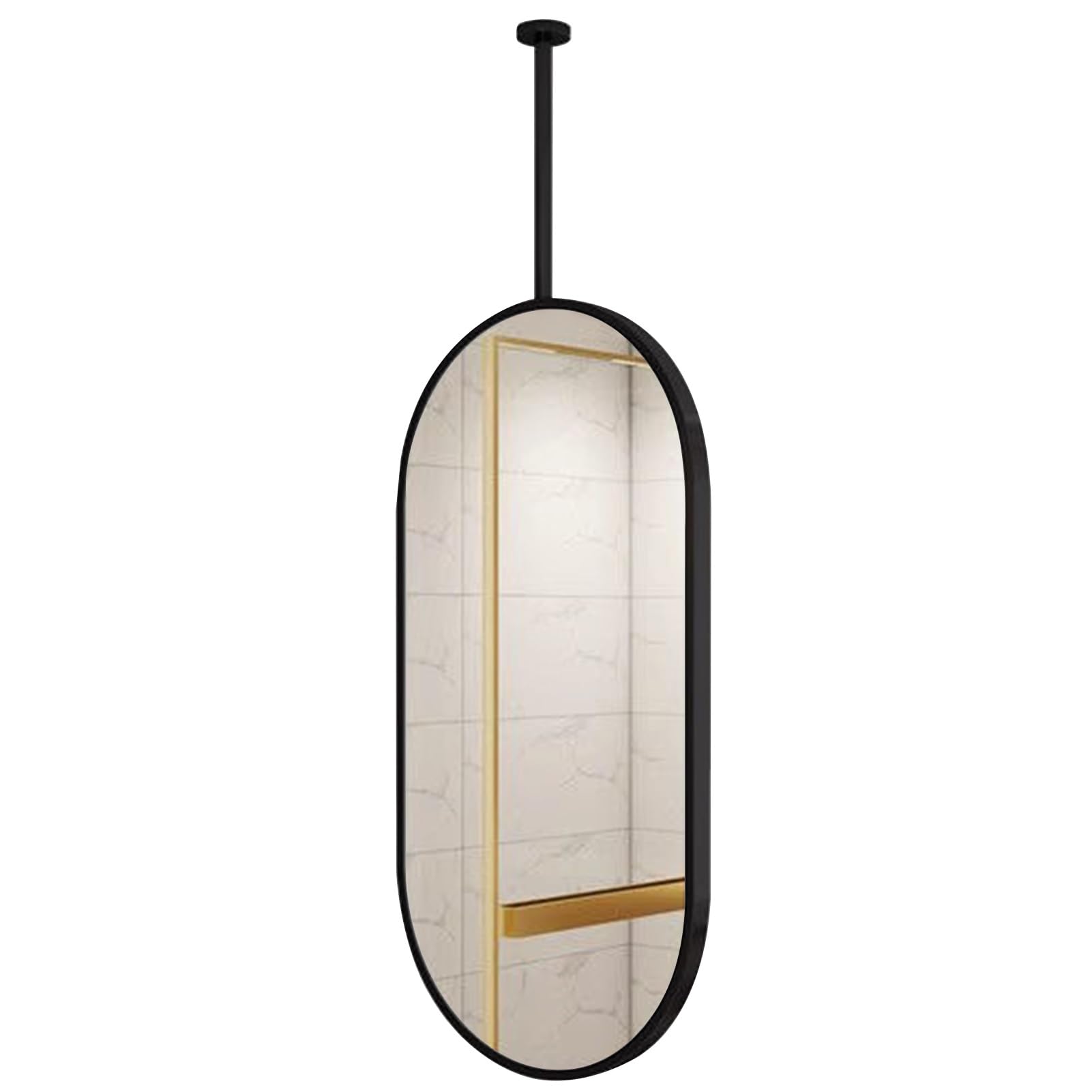 Miroir ovale noir moderne pour coiffeuse et salon chic