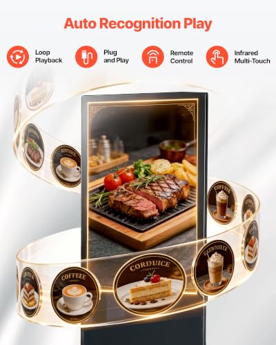 Image of VEVOR 65 in Indoor Digital Signage 4K Floor Stand Advertising Display Kiosk, WiFi HDMI /USB Input Android OS, 178 Wide View, LCD Touchscreen Interactive Monitor, Mobile Commercial Totem Poster