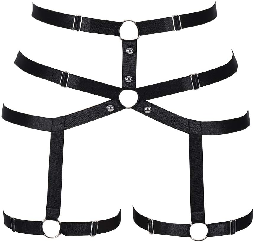 BODY CAGEWomen body harness Garter belt Leg strap Lingerie cage Soft Elasticity Carnival Punk Gothic Adjustable