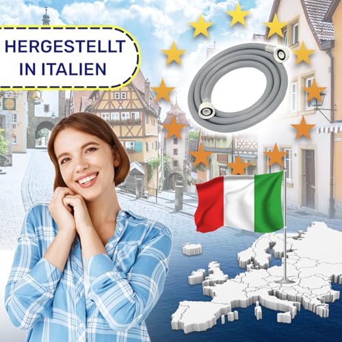 Zulaufschlauch Waschmaschine und Geschirrspüler 3,5 m Wasserschlauch für Temperaturen bis 25°C Druck von 20 bis 60 Bar Verbindung ist Gerade und Gewinkelt Ø 3/4 zoll - MADE IN ITALY - MONTERAL