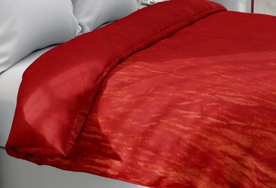 Image of Amazing Super Soft Double Bed Woollen Quilt Cover, 310TC Warm Duvet Cover, Woolen Duvet Cover /Rajai Cover /Blanket Cover /Quilt Cover King Size=90x100 Inches, Winter Blanket Cover (Red)