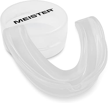 Meister Moldable Single Mouth Guard w/Case - Clear | Custom-molded boil-and-bite fit, upper-teeth coverage for MMA, boxing, sparring and contact sports