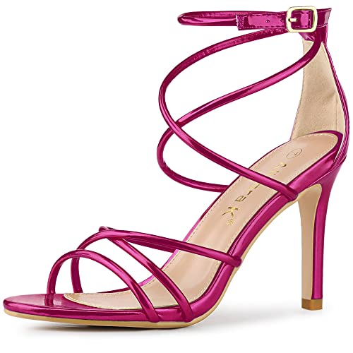 Allegra K Women's Open Toe Strappy Straps Stiletto Heel Hot Pink Sandals 7 M US