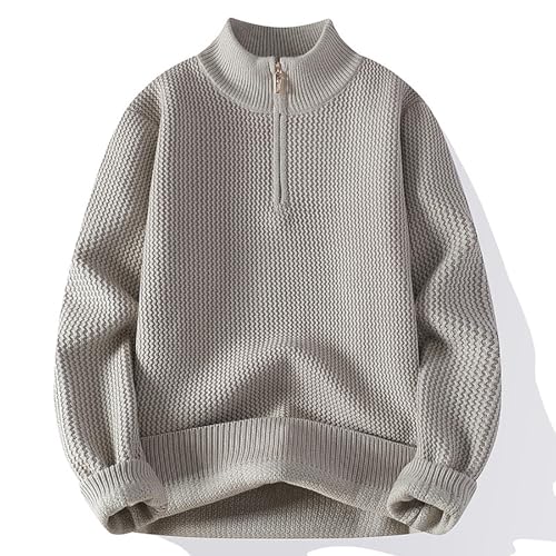 Winter Sweaters for Men Warm Stand Up Collar Solid Color Pullover Long Sleeved Comfort Sweater Pullover Fitted