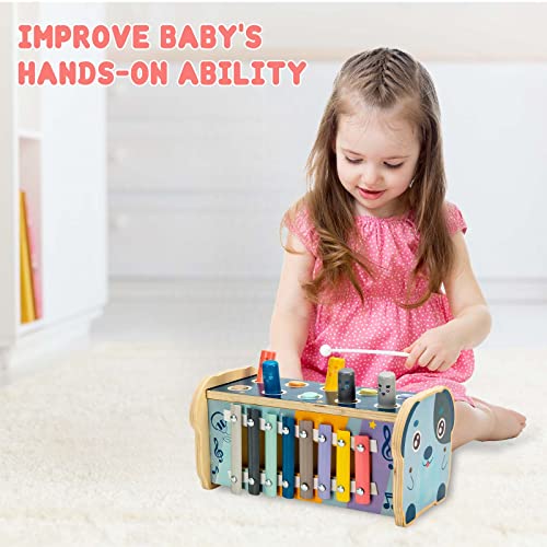 Kogabanny Wooden Hammering Toy, Educational Pegs Pound Maze Puzzle Number Sorter Musical Toy With Xylophone, Hammers, Mallets, For Kids #TOP6