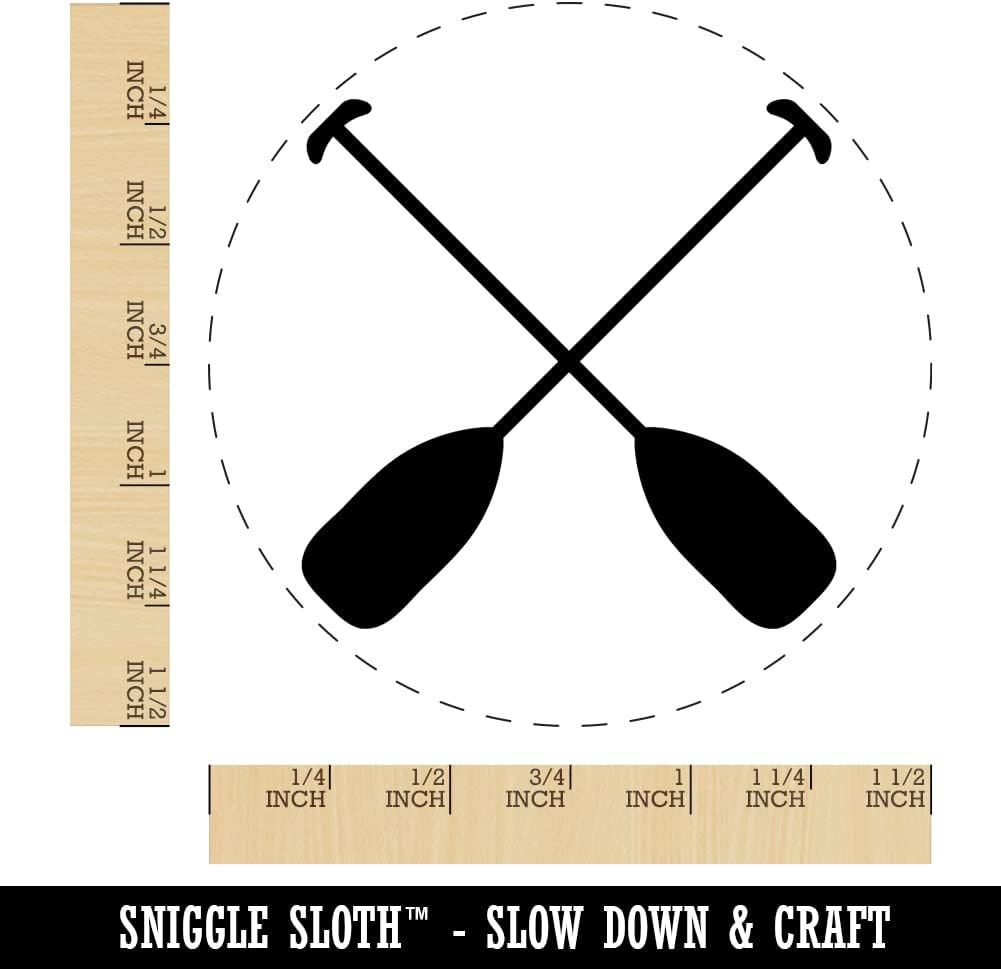 Paddles Oar Canoes Kayaks Rafting Self-Inking Rubber Stamp Ink Stamper for Stamping Crafting Planners - 1-1/2 Inch Large - Black Ink