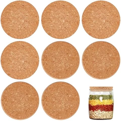 OLYCRAFT 8 Pcs Large Cork Stoppers Tapered Cork Plugs Wood Corks Lids Bottle Lids Cork Stoppers 3.1~3.4 inch Wine Bottle Stoppers Wood Jar Cork for Kitchen Wedding Favor Canning - 1.7cm Thick Cover