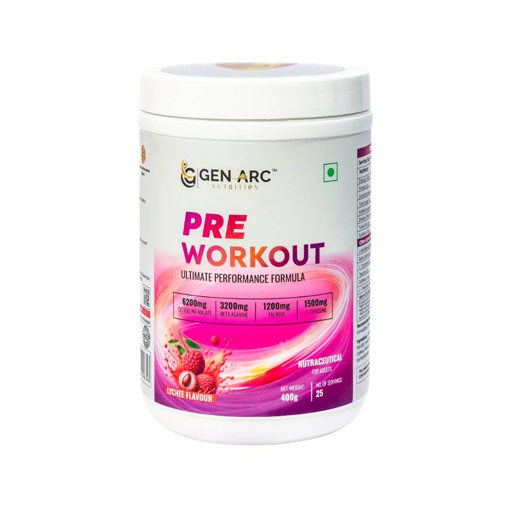 Pre Workout 400g Pink Guava | 25 Servings | Citrulline 6200mg | Beta Alanine 3200mg | Taurine 1200mg | Caffeine + Theanine 200mg | Tyrosine 1500mg | Energy, Focus & Muscle Endurance | Pre-Workout Supplement for Gym, Fitness & Training — Amazon image 4