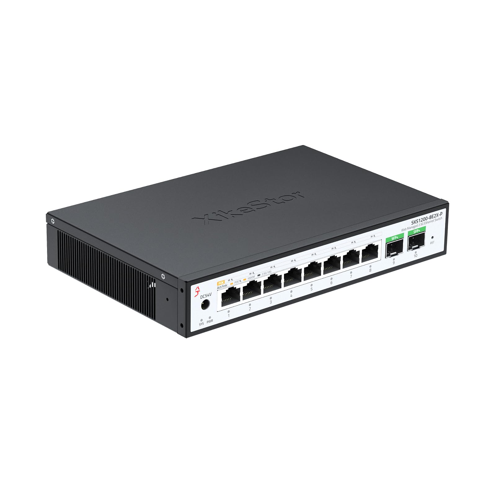 XikeStor Switch Ethernet Non Gestito 8 Porte 2.5G PoE+ IEEE802.3af/at PoE 100W Ventola Silenziosa 2.5Gb per AP VoIP Telefono IP Telecamera NVR