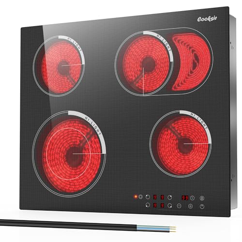 Cooksir Placa Vitrocerámica 4 Fuegos, Dos zonas de expansión, 59 cm, Control Táctil Sensorizado,...