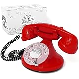 Opis FunkyFon Cable: A Retro Home Phone, Vintage Landline Phone for your Telephones Landline, offering Old Fashioned Telephones style in red