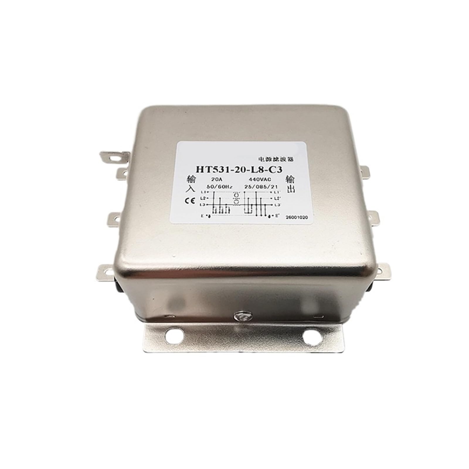 Filtro inversor antiinterferente trifásico HT531-20-L8-C3 para evitar errores de lectura de PLC