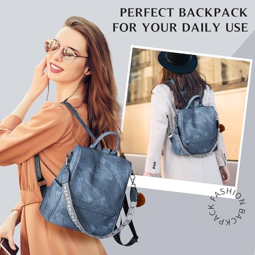 Image of Woman Backpack Purse Waterproof Lightweight PU Leather Backpack, Multipurpose Travel Shoulder Bag Handbag