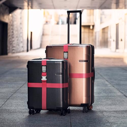 Image of Hero Luggage Straps for Suitcases and Carry-On (2-Pack) Heavy-Duty Secure Belts with 700+ lbs. Max Force Tension (Pink)