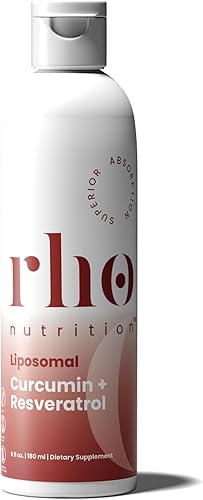 Rho Nutrition Curcumina liposomal + resveratrol (paquete de 1) Suplemento de curcumina líquida de ultra alta absorción Promueve la comodidad de