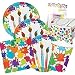 Art Party Theme Supplies Pack Deluxe Bundle (Serves-16) Dinner Plates, Luncheon Napkins, Cups, and Tablecloth Paint Splatter Party Supply Tableware Set Kit includes Birthday Candles