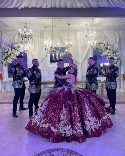 Zhangyo Glitter Sequin Quinceanera Dresses Ball Gown Gold Applique Sweet 16 Dresses Puffy Strapless Vestidos De 15 Años4