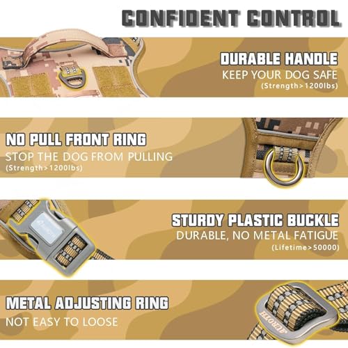 Image of AUROTH Tactical Dog Harness for Extra Large Dogs, Heavy Duty No Pull Vest