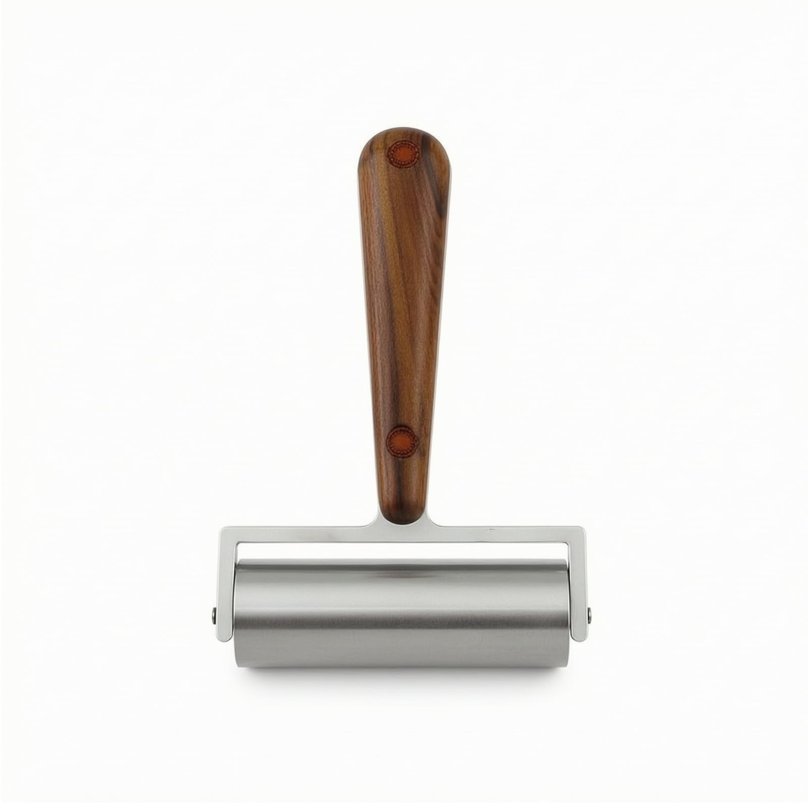 Rullino Pressatore a Doppio Cuscinetto Rullo con Manico in Legno Durevole Utensile per Appassionati di Fai da Te, Lavorazione Del Cuoio