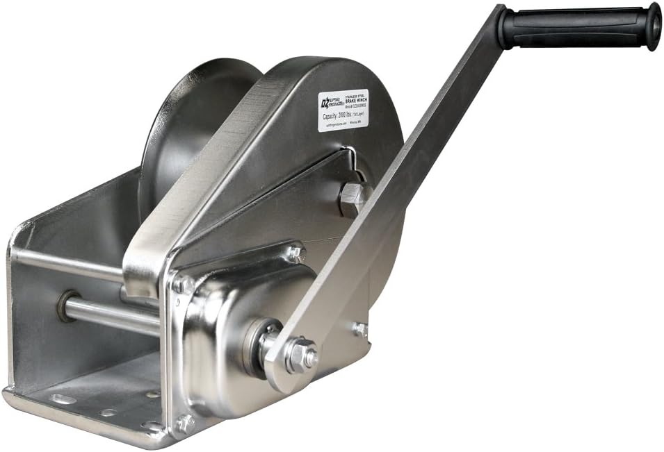 Oz Lifting OZ2000BWSS Wire Rope Brake Winch, 2000 lb Capacity, Stainless Steel