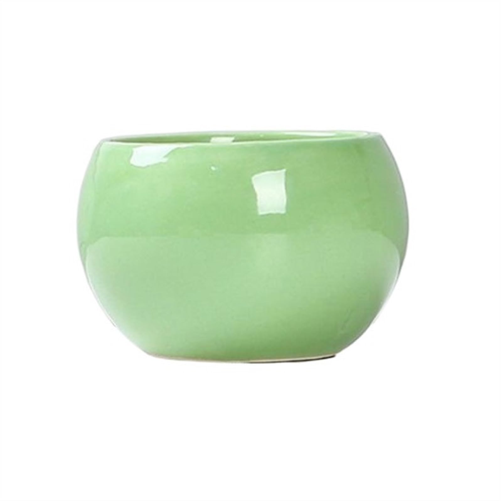 XPSHP25112 indoor plant pot Plant Pots Round Ceramic Small PotsFlower Solid Color Garden SuppliesPlanters with Drainage Holes Succulent Planting For balcony decoration(Green)