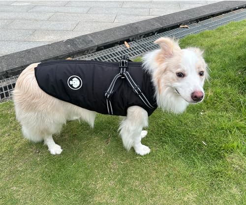 Hundejacke mit Geschirr, Wasserdichter Warmer Hund Wintermantel für Kleine Mittel Große Hunde, Hundemantel für Labrador Chihuahua Französische Bulldogge