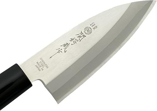 Miniatura 4 de KAKUSEE Seki Tsubazo - Juego de cuchillos Deba pequeños de 3.9 pulgadas y paños de pintura japonesa, cuchillo de chef japonés para pescado y carne,