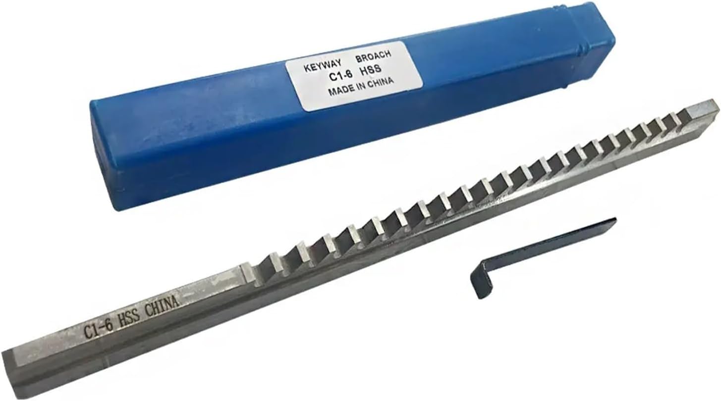 Pinewell Push Type Keyway broaches HSS 6mm C1 Push-Type Broach Metric Size + Shim Cutting Tool for CNC Router Metalworking