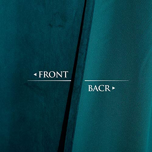 PONY DANCE Peacock Blue Velvet Curtains 84 Drop Pair - Image 3