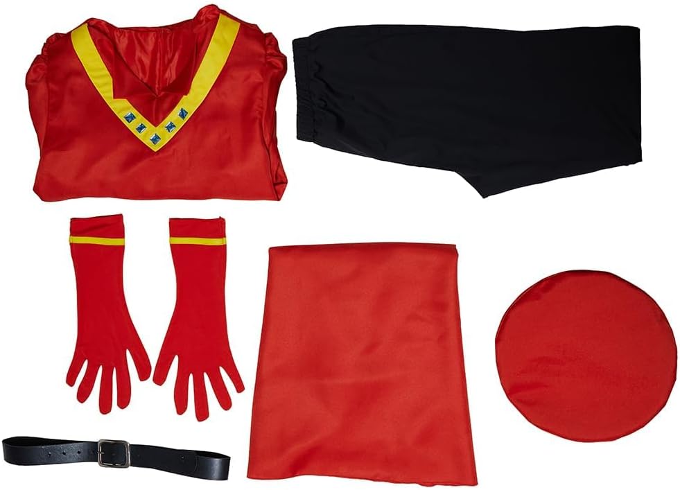 Men's King's Cosplay Costume Outfits King Red Cloak Robe with Hat Halloween Fancy Dress