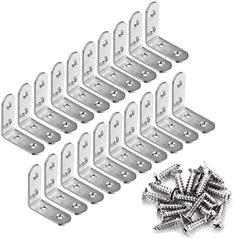 Produktbild von 20x Edelstahl-Möbelwinkel 40x40x16mm (4-Loch) + 80 Schrauben – 90° Verbinder Für Tische, Schränke, Regale