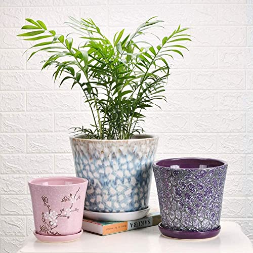 Pot de fleurs en céramique vintage YRYRYW, finition artisanale - 5