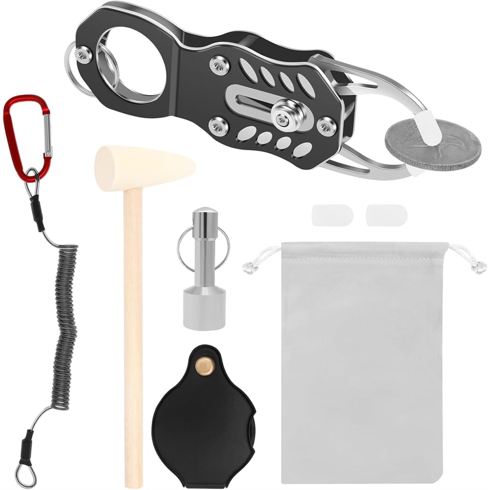 Udsknv[Ksl As Shown Resonance Testing Tool,With Pocket Tester Kit, Portable Gold And Silver Change Detector, Includes Hammer And Magnifying Glass For Collectors
