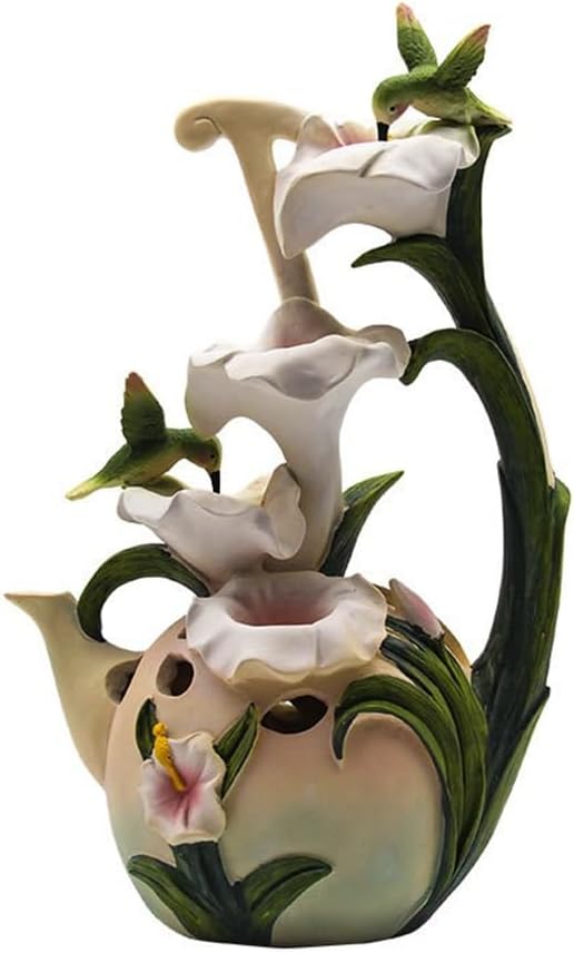 Tabletop Fountain Hummingbird Lily Desktop Fountain Circulating Water Running Ornaments Creative Home Decorations Desktop Fountains