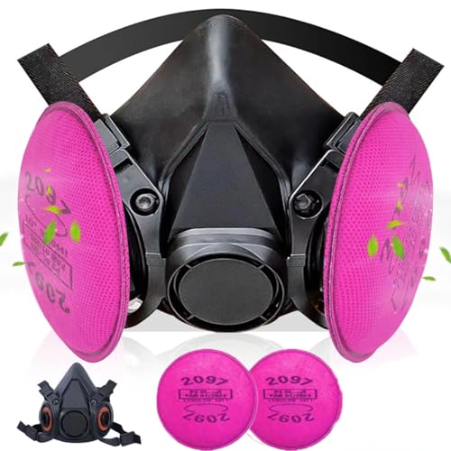 PWJGPPJV Respirator Mask, Reusable Respirator with 2097 Activated Carbon Filters for Gas, Organic Vapors, Formaldehyde, Painting, Dust, Chemical