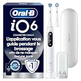Oral B Brosse A Dents Electrique iO 6 Blanche, 5 Modes De Brossage Dont Blancheur Et Soin Des Gencives, Capteur De Pression, Ecran Interactif, 2 Brossettes De Rechange Oral B, Etui De Voyage