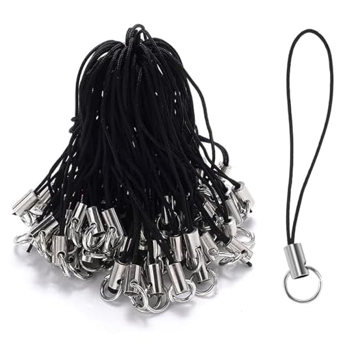 LEIBOCHAO 100 Piezas de Correa de Cordón Simple para Teléfono Celular, Llaves, Llaveros, Bucles de Dijes Con Mosquetón, Anillo y USB