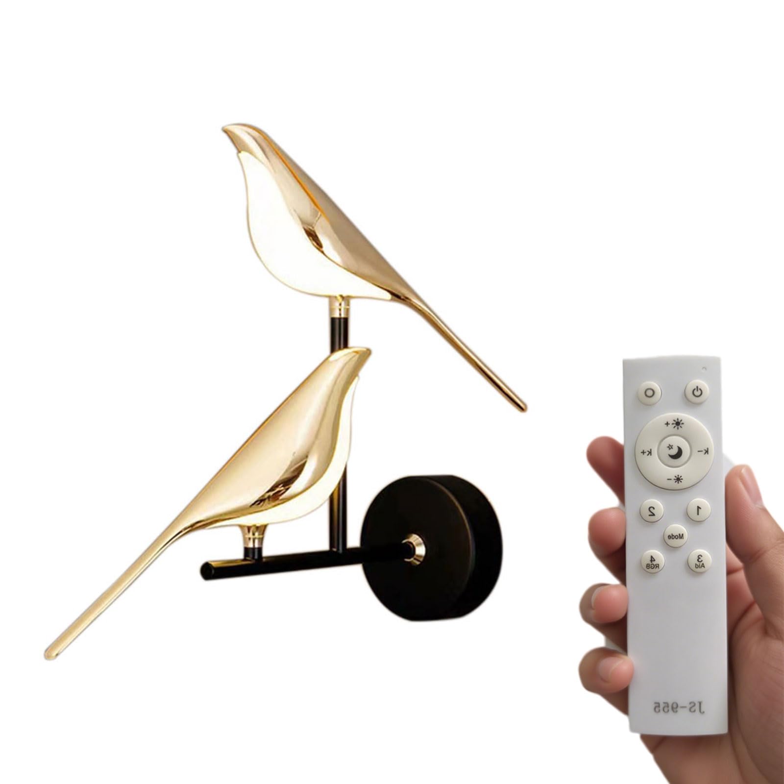Adjustable Wall lamp in The Shape of a Bird, LED Wall Lamp, Golden Metal Wall lamp Fixture, rotatable Bedroom Bedside lamp, Living Room Wall-Mounted lamp(Color:Double Headed)
