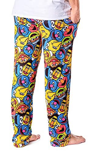 Sesame Street Men's Allover Character Face Collage Adult Lounge Pajama Pants2