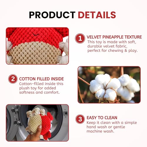 Foodie Puppies Dog Squeaky Plush Rope Toy - (Crustacean Plush Toy) | Non-Toxic, Stuffed, Teething, Chewing, Playful, Crinkle & Cuddly Toy | Intelligence Toys for Small Dogs and Puppies (Size: 14cm) (Image - 4)