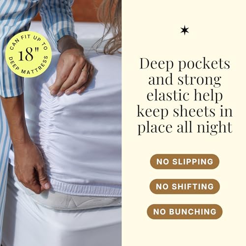 Image of Miracle Made Breathable Cotton Bed Sheets, 4-Piece Set - Silver-Treated, Soft and Cool-to-the-Touch Lightweight Bedding Designed for Hot Sleepers - Cali King Size, White