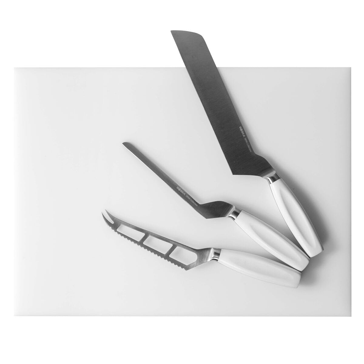 BOSKA Couteau à Fromage Professionnel – Pour fromages à croûte fleurie – Lame 210 mm – Manche Blanc – Code couleur HACCP – Collection 1896