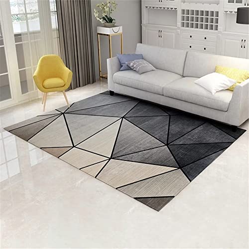 Tapis de salon gris triangle 120x160cm lavable et durable