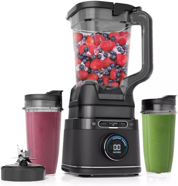 Niinja Detectt Power Blender Pro Personal, 2 24 oz Single Serve, Blend Sense Technology, 1800 W, 72 oz Pitcher, Variable Speed Control, To Go Cups, color black (model 301)