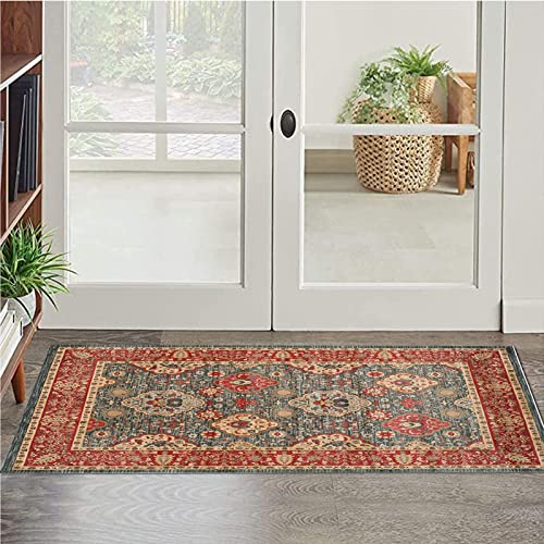Alfombra vintage para pasillo y escaleras roja antideslizante de 70x100 cm para el hogar 5