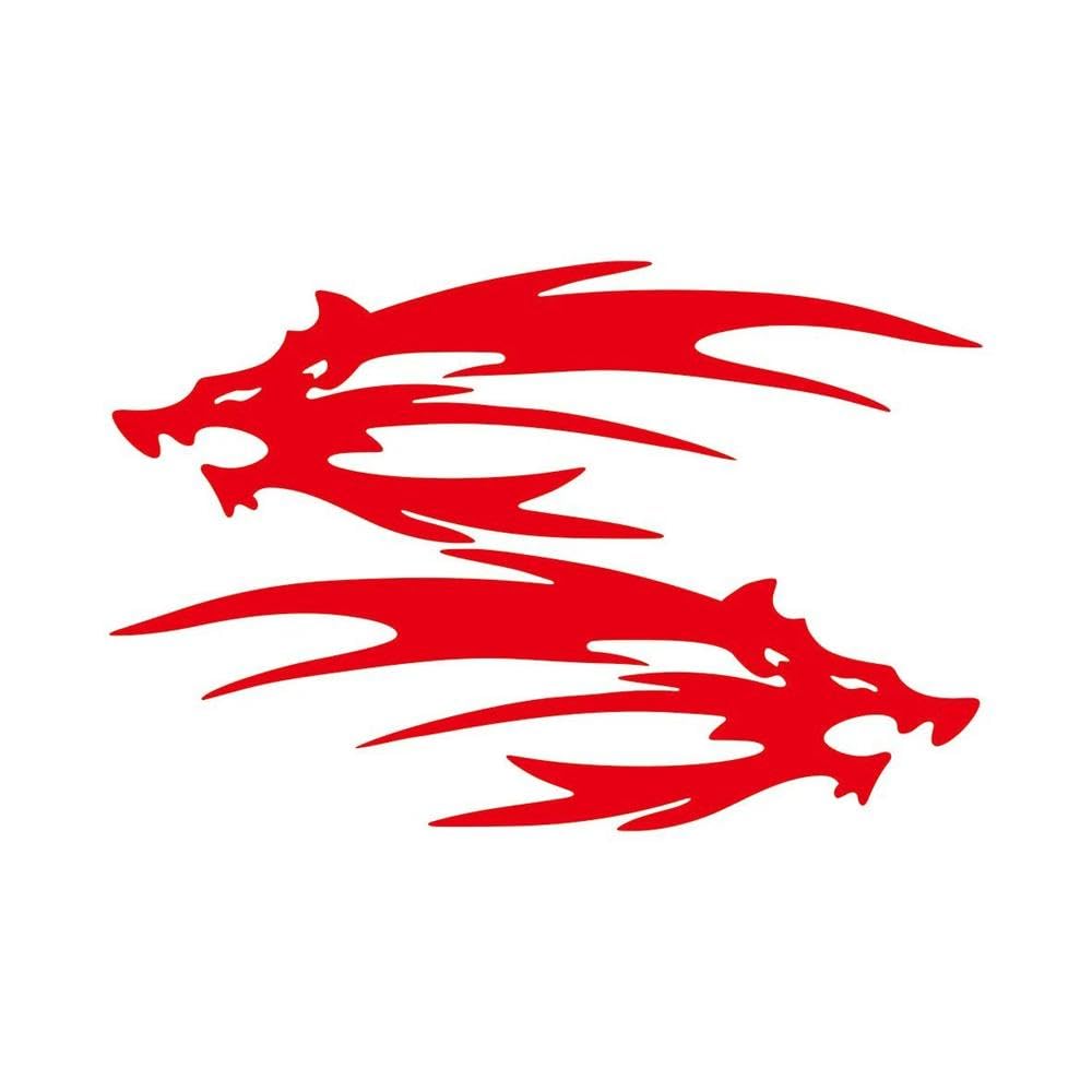 Pair Wild Wolf Vinyl Stickers for Helmets Motorcycles Cars Tanks(Red,15cm)